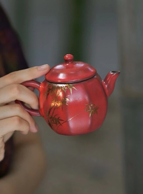 景德镇FST山楂红陶壶苏打釉老岩泥煮茶壶电陶炉煮老白茶烧水壶