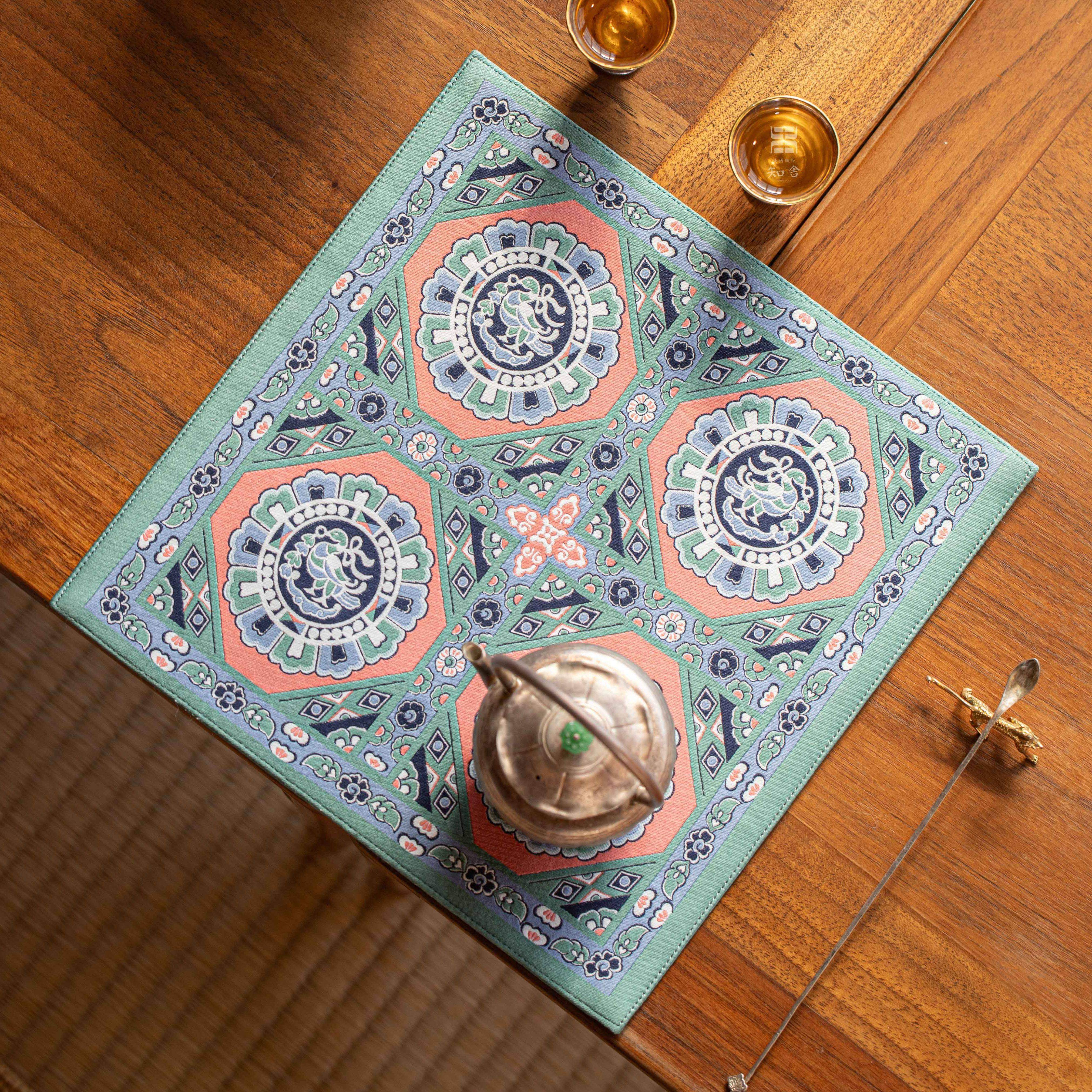 知舍·联珠悠鹜纹茶席 复古 新中式轻奢 高端茶桌台布双面茶席,居家布艺,茶席,淘宝优惠券,粉丝福利购,淘宝优惠卷