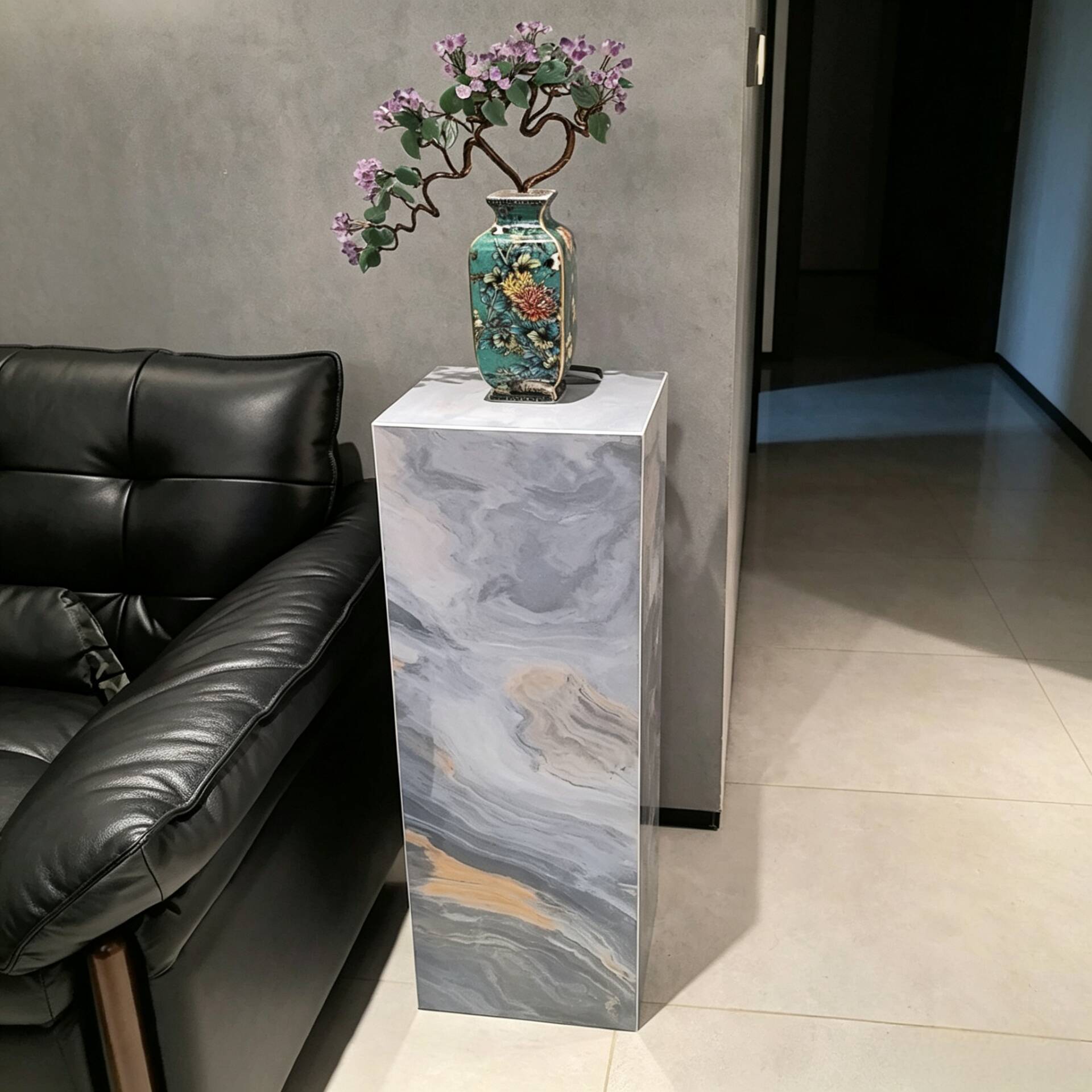 岩板落地花架雕塑工艺品展示台