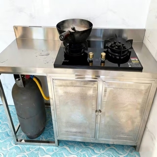 可放煤气罐操作台煤气罐灶台一体柜煤气罐专用柜子多层储物柜支架