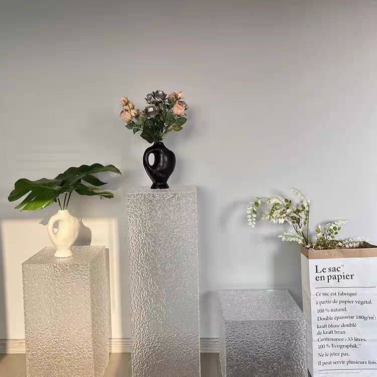 透明石头纹展示柜亚克力