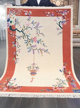 天匠新中式羊毛毯复古民国风手织地毯高端别墅地毯122x183cm