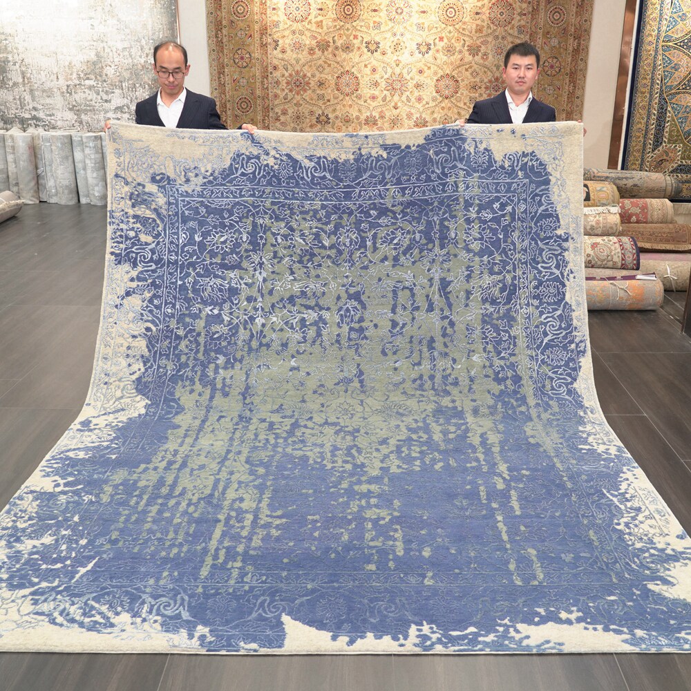 天匠进口羊毛地毯手工打结简欧家居软装地毯抽象地毯 243x301cm