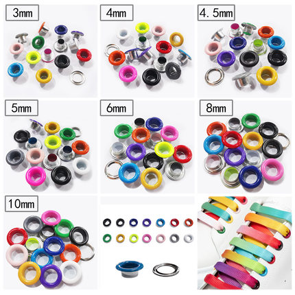 3mm4mm10mm100套彩色气眼扣喷漆鞋子空心铆钉吊牌穿绳扣眼鸡眼扣