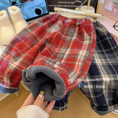 今日秒杀加绒保暖秋冬格子裤子