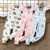 女宝幼儿连体睡裤 婴儿背带裤 开档裤 子男童宝宝薄款 儿童男宝纯棉裤