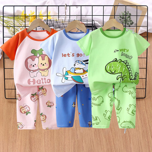 儿童短袖长裤卡通纯棉套装