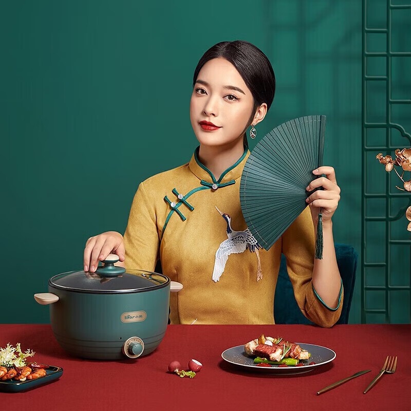 小熊电火锅3L家用小2-4人多功能不粘一体电炒锅宿舍电煮锅电热锅