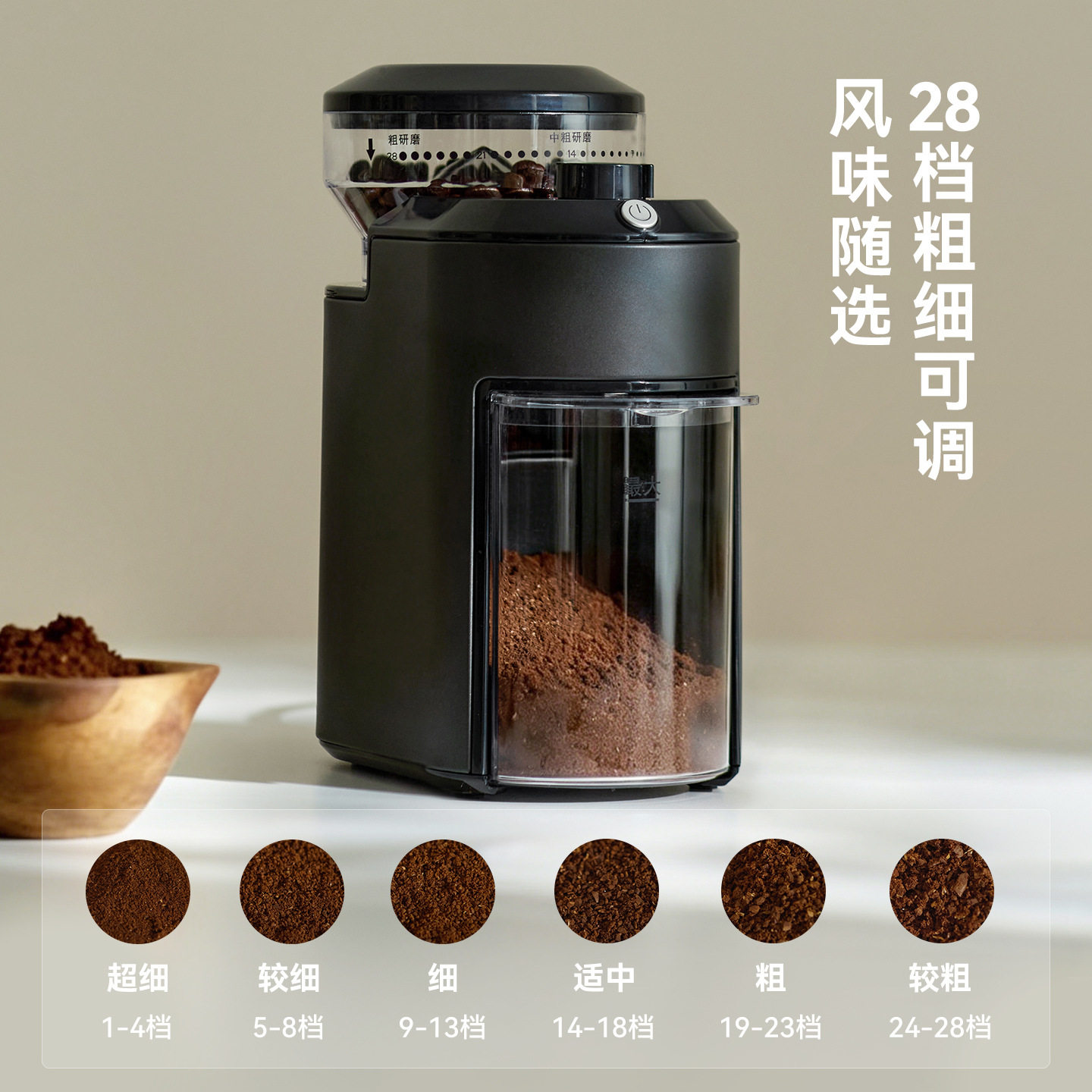 olayks立时电动磨豆机OLK-C801M 家用咖啡豆研磨机手冲小型磨粉机