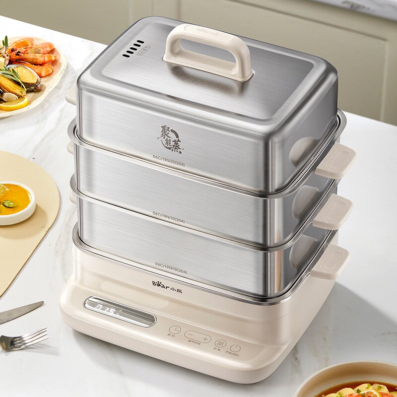 小熊不锈钢电蒸锅DZG-BB3W1多功能家用蒸汽全自动早餐机24L大容量