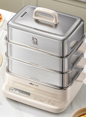小熊不锈钢电蒸锅DZG-BB3W1多功能家用蒸汽全自动早餐机24L大容量