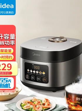 美的智能电饭煲4L预约定时 煮米饭煲汤杂粮粥家用电饭锅RE416紫砂