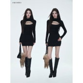 Dailyshero Outline漫感裙——满分腰臀比 240g半高领镂空连衣裙