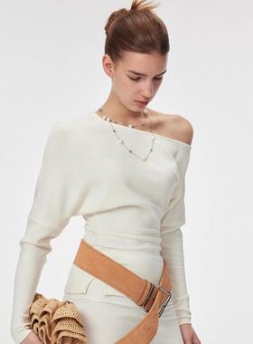 【半熟女】French style也在我的舒适区！ 软软亲肤棉的斜肩上衣