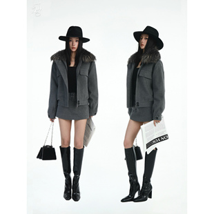 90白鹅绒&羊毛大毛领外套&羊毛裙裤 tone grey 限量Dailyshero