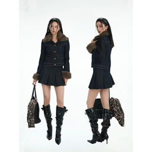 限量Dailyshero suit100%棉中古原牛外套&工字褶原牛半裙 denim