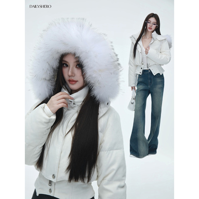 Dailyshero*-0度保暖专题！90白鹅绒&”可拆卸“貉子毛短款羽绒服