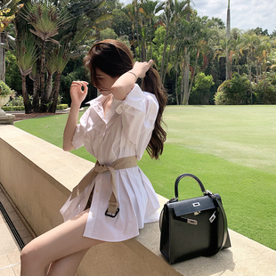 限量【留白衬衫】巴黎品|越素越爱的100长绒棉衬衫裙(固腰带