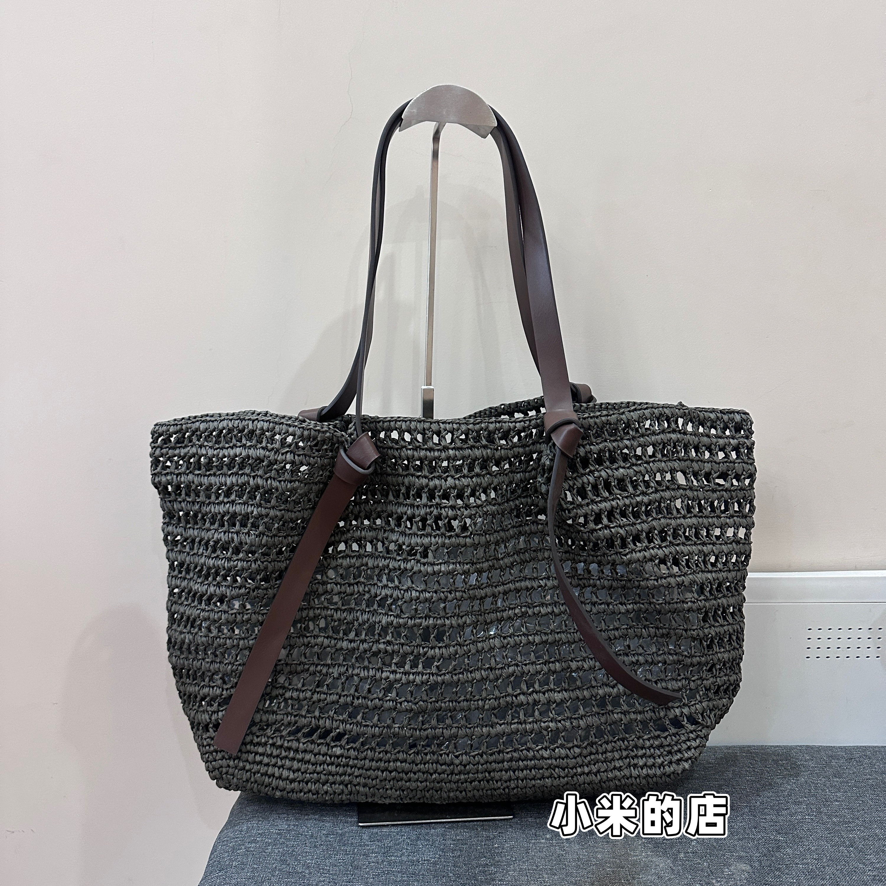 出口西班牙P家 手工编织包女大容量单肩手提托特包休闲百搭度假风