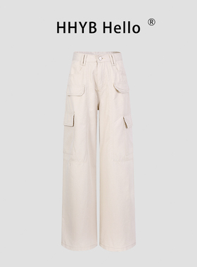 HHYB别来无恙 2025夏新款多口袋阔腿工装裤美式宽松休闲裤Q254212