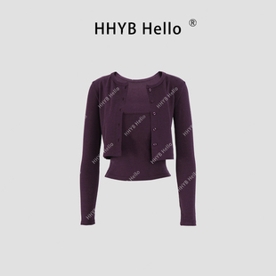 HHYB别来无恙 2025秋季新款性感纯色带胸垫吊带开衫两件套250025