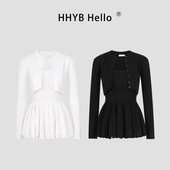 新款 圆领长袖 开衫 HHYB别来无恙 收腰吊带短裙两件套女QM1194套装
