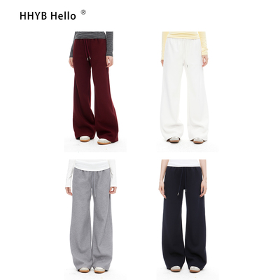 HHYB别来无恙 2025秋冬新款宽松直筒阔腿裤百搭拖地长裤女Q254345
