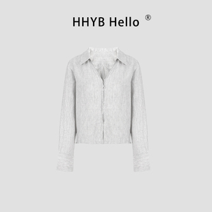 HHYB别来无恙 定制拉链正肩衬衫2025秋季新款休闲百搭上衣252085