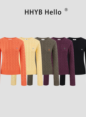 HHYB别来无恙 圆领修身显瘦针织衫女2025新款长袖毛衣上衣HM1458