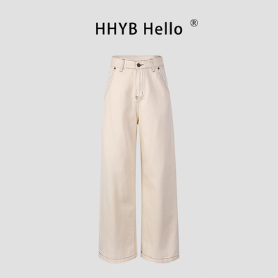 HHYB别来无恙 2025夏新款复撞色明线阔腿裤直筒拖地长裤女Q254108