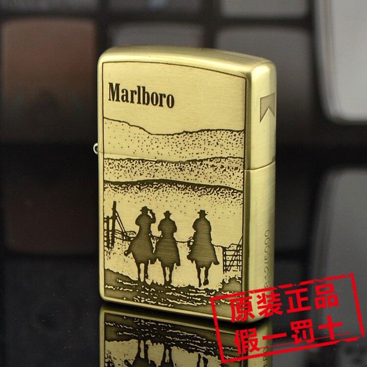 美国原装正品ZIPPO芝宝打火机 盔甲纯铜精雕 西部 驯马牛仔