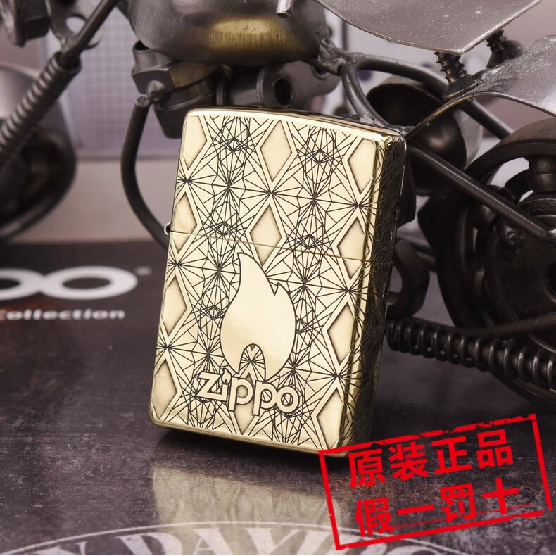 美国原装正品ZIPPO芝宝打火机 盔甲纯铜环绕精雕 抽象火焰标志C款