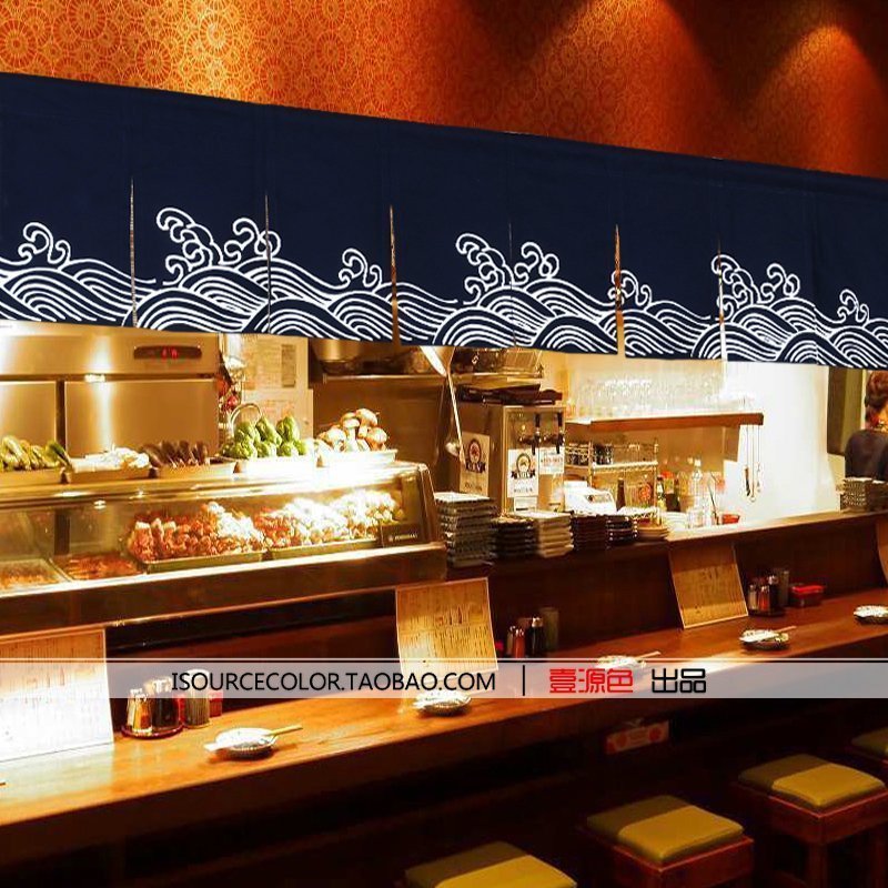 日式半帘橱柜遮挡布帘厨房门帘布