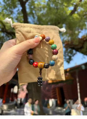 北京法务正品吉祥如意多宝多彩大漆珠佛珠手串转运手链情侣男女款