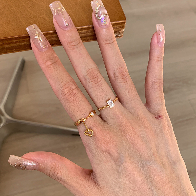 半圈链条香槟金葫芦戒指