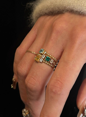 格调小红书爆款精致vintager方钻石麻花细戒高级感小众戒指食指戒