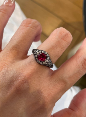 古枪黑戒指高级感轻奢食指戒