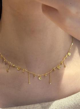 格调 爆款气质点点碎光波光粼粼爱心不规则流苏项链设计感锁骨链