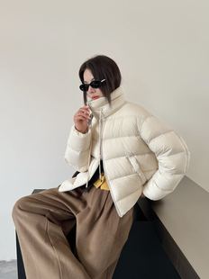 真95白鸭绒安心绒泡芙蓬松羽绒服女2025冬季加厚短款面包服外套