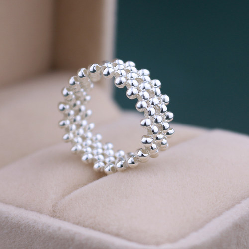 990足银手工编织戒指弹力纯银