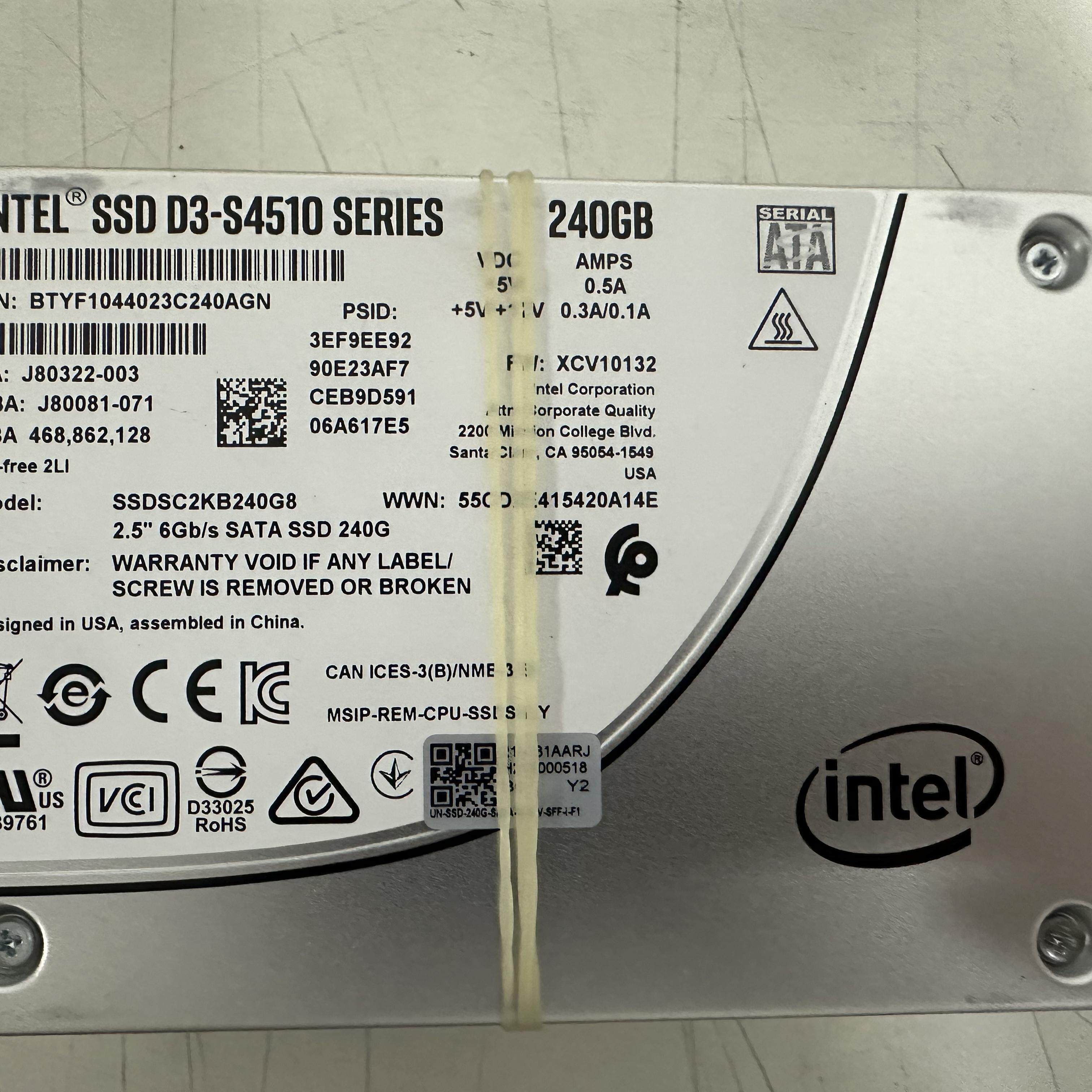 Intel/英特尔 S4510 240G480G 960G SATA mlc企业级SSD固态硬盘