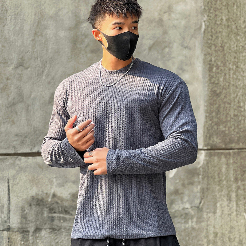 SPORTS LONG SLEEVE MENS AMERICAN T-SHIRT SLIM TRAINING CASUAL SWEATSHIRT BASE SHIRT WRINKLE ANTI WRINKLE RUNNING BASKETBALL FITNESS TOP