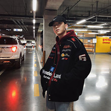 物空宋松冬装韩版潮男机车赛车服徽章刺绣加厚面包服棉衣情侣棉服