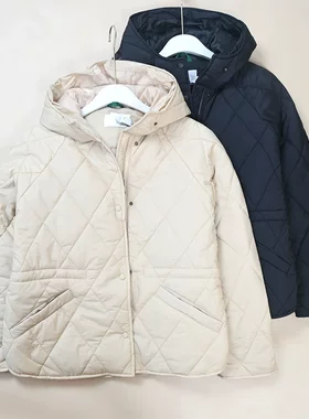 女士法单  菱格绗缝抽绳收腰款连帽夹棉休闲棉服331