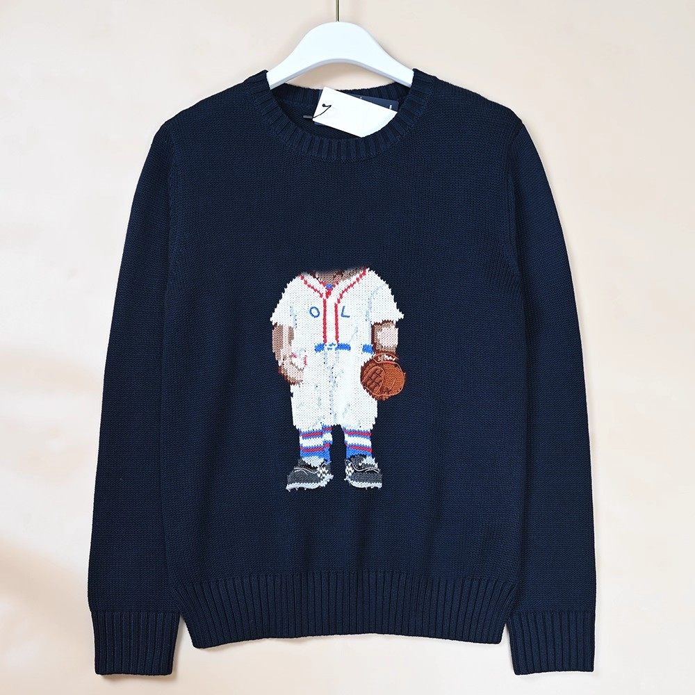 美国单  女士卡通图案圆领长袖针织毛衣