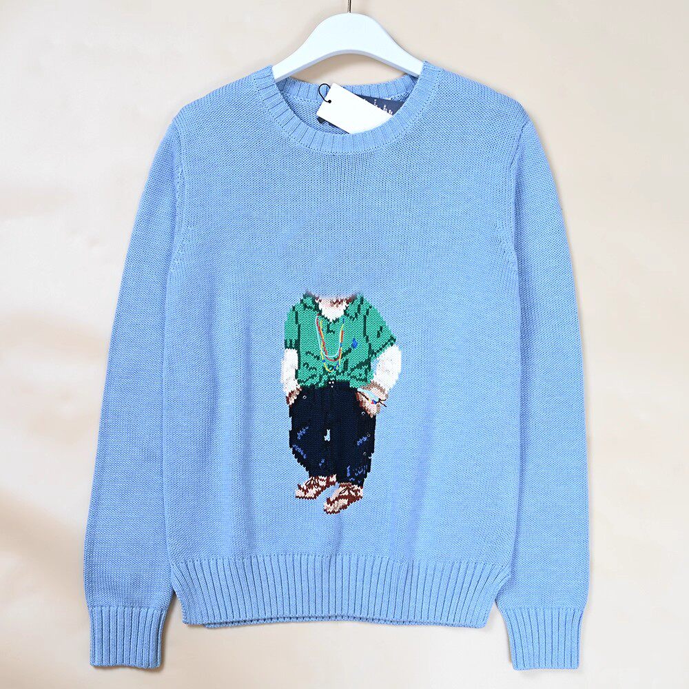 美国单  女士棉线卡通图案长袖圆领针织毛衣