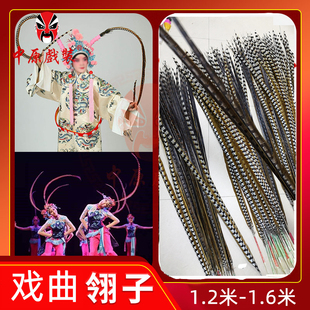 戏曲俏花旦翎子表演舞蹈武旦羽毛雉鸡毛 戏剧演出一对长翎子