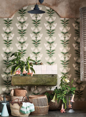 英国设计英伦风格墙纸 Angel's Trumpet 个性花卉 卧室满铺壁纸