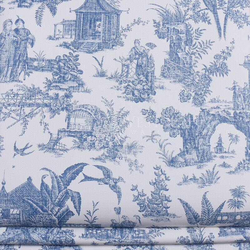 现货 英国原装进口壁纸英式蓝色系人物法式古典 环保背景墙纸纯纸