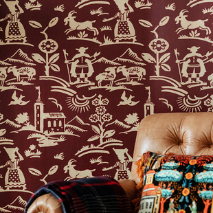 美国进口壁纸 BRIXEN Blue Wallpaper 环保 无纺布 美式 墙纸